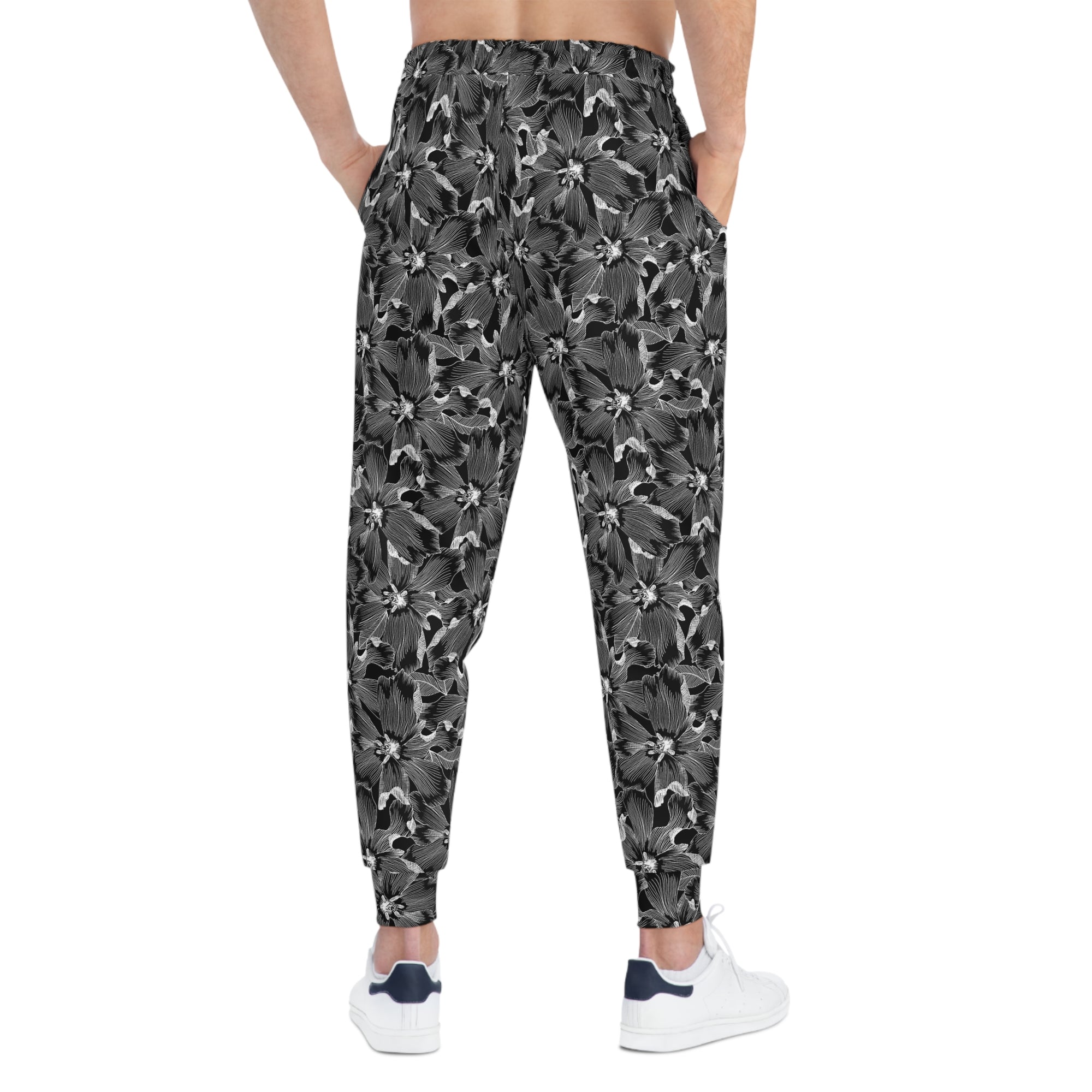 Edit II - Black Linear Floral Athletic Joggers
