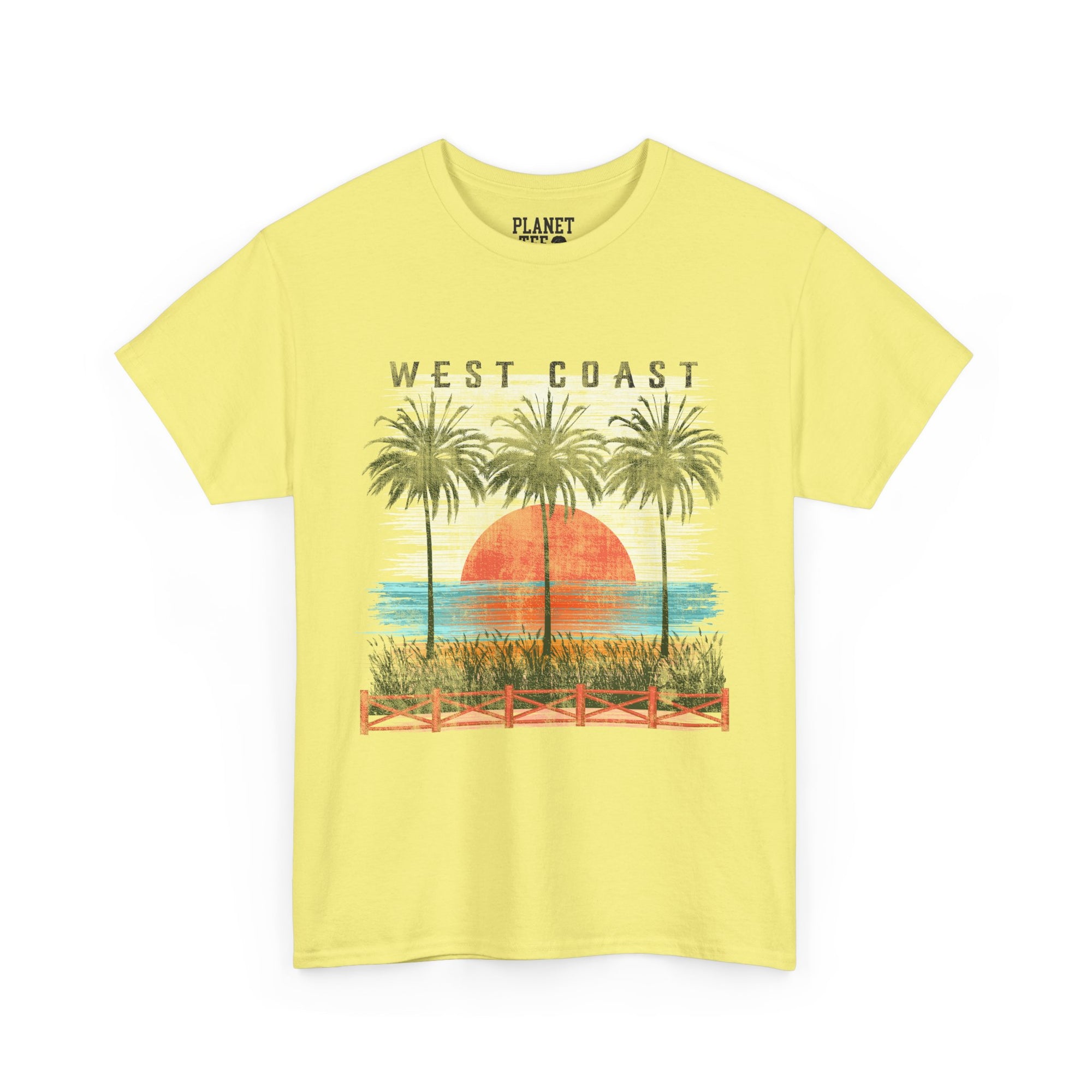 West Coast Holiday Tee with sunset and Palm trees