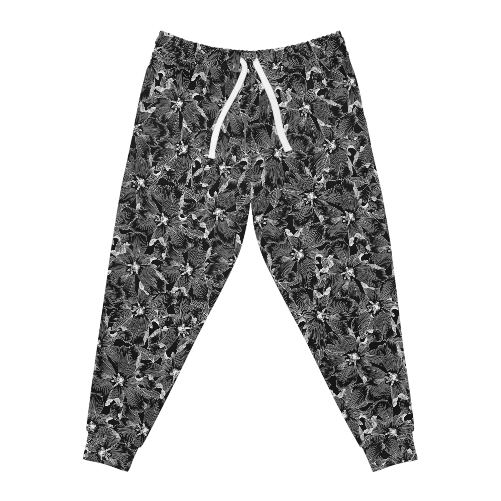 Edit II - Black Linear Floral Athletic Joggers