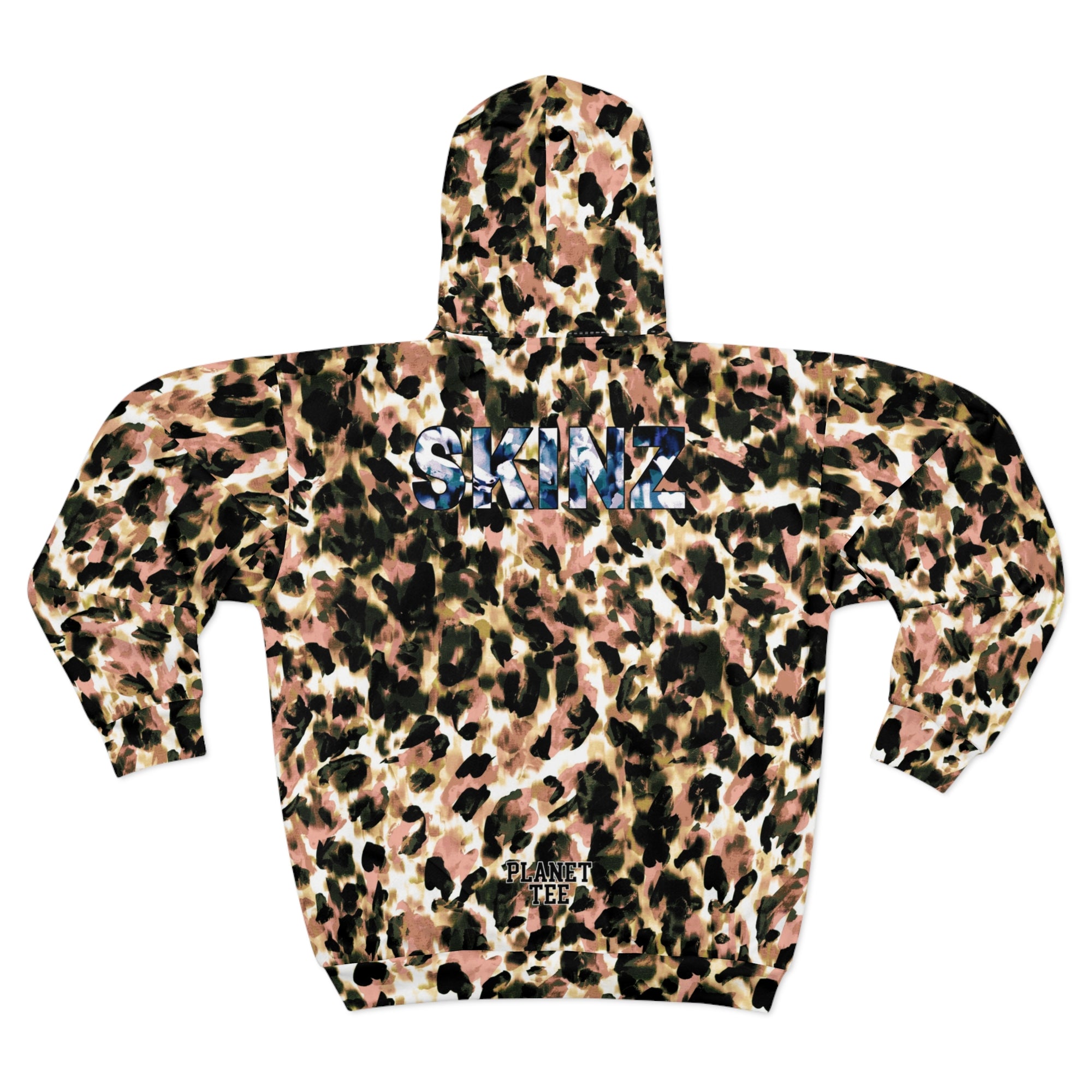 Abstract Leopard Print Zip Hoodie