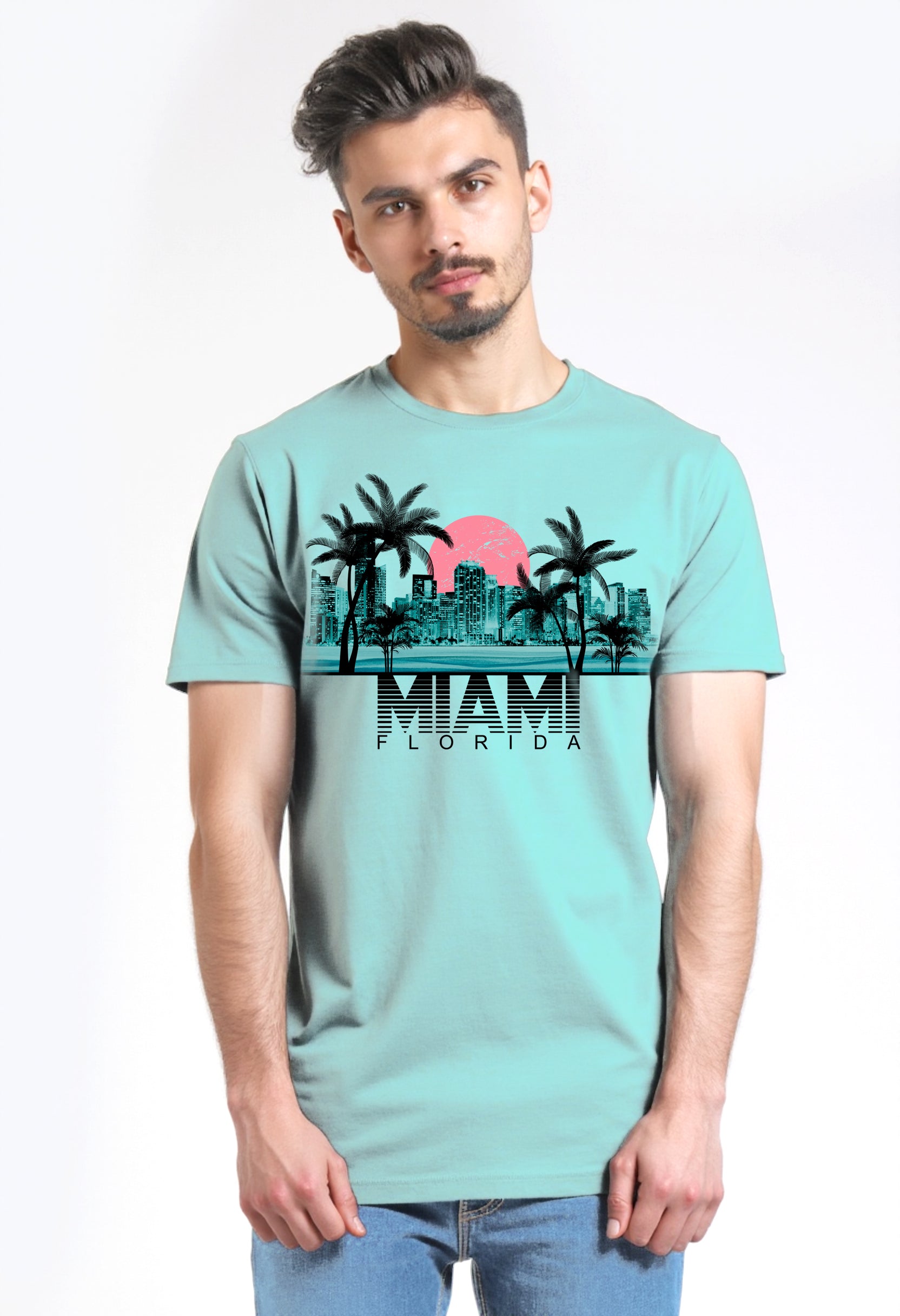 Miami Beach Graphic Tee - Souvenir Travel Shirt for Summer Vibes