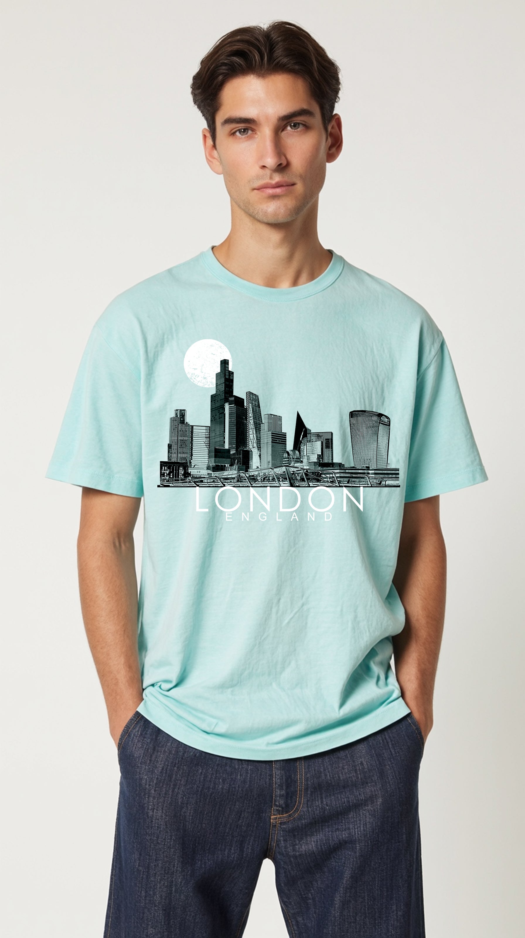 London Urban Skyline Graphic Tee - Cool Cityscape Design, Modern Edgy Style