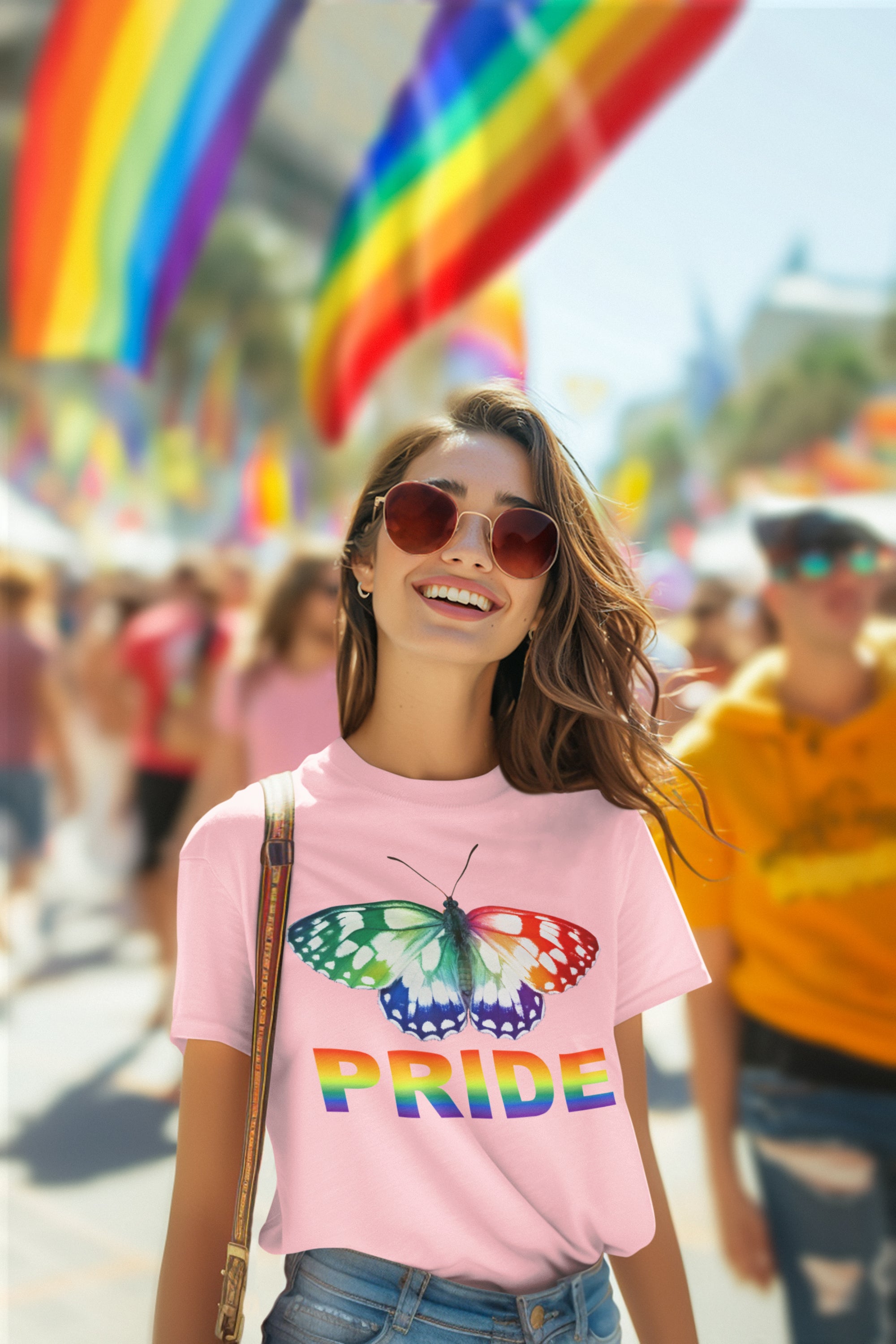 Colorful Pride Butterfly Tee - Women's Cotton T-Shirt - LGBTQ Fashion