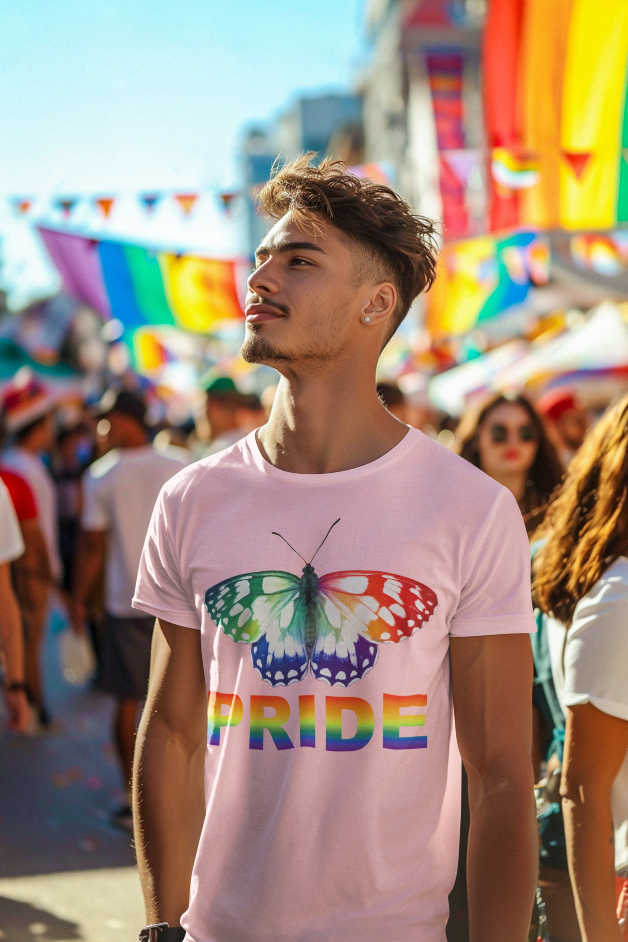 Rainbow Pride Butterfly Tee - LGBTQ Celebration Apparel