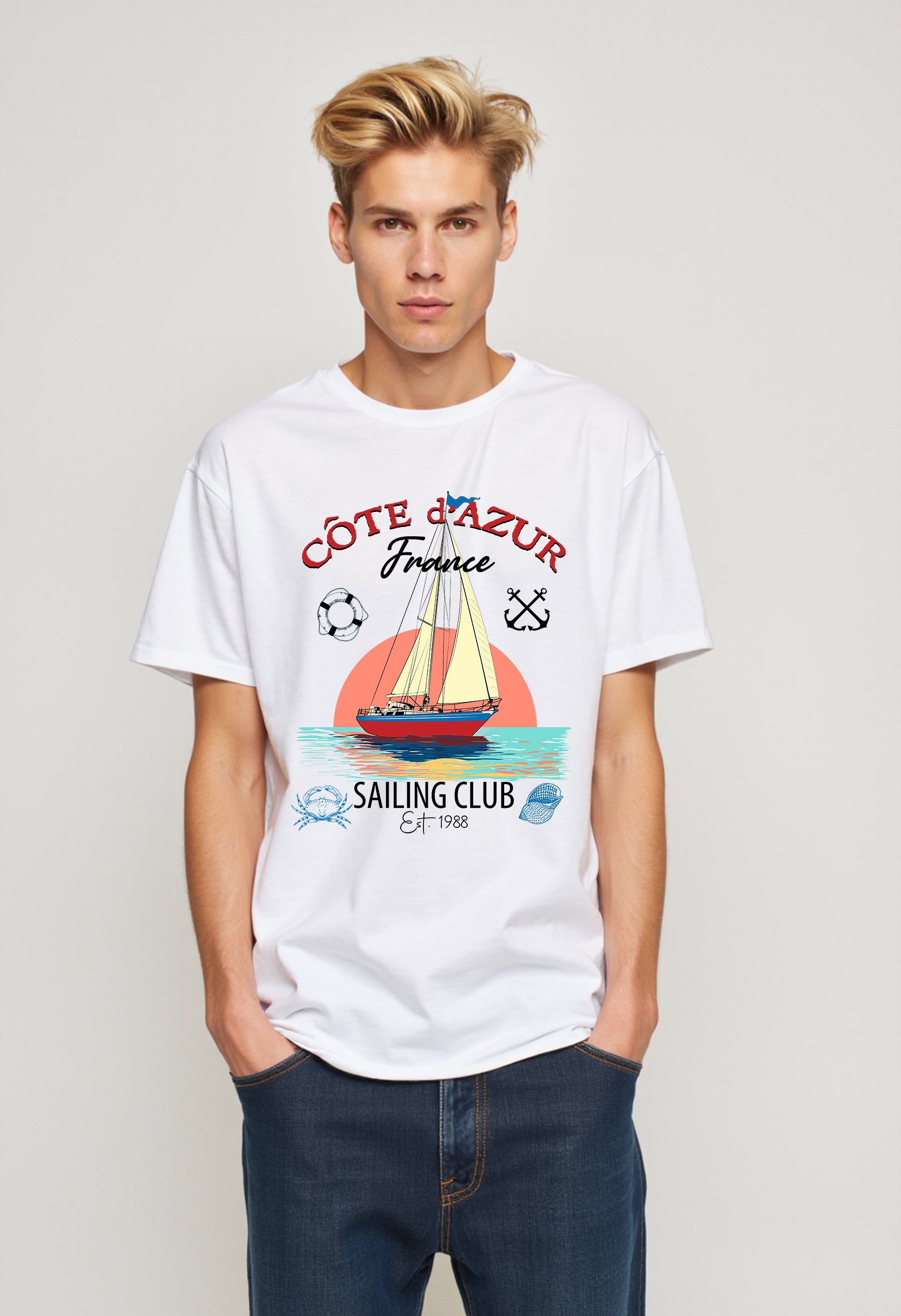 Vintage Sailing Club Tee, Cote d'Azur France