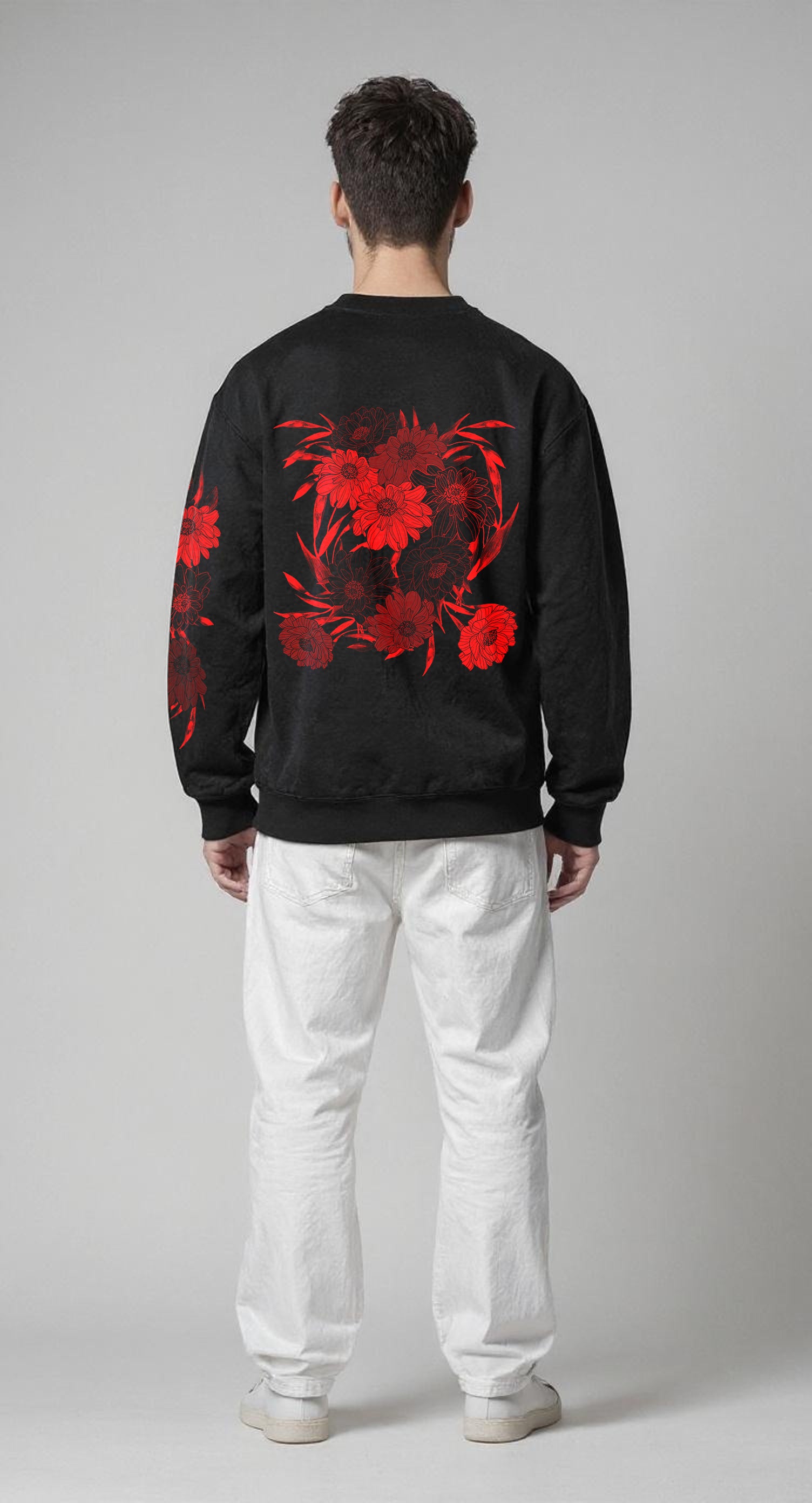 EDIT COLLECTION - Painted Red Floral Sweatshirt