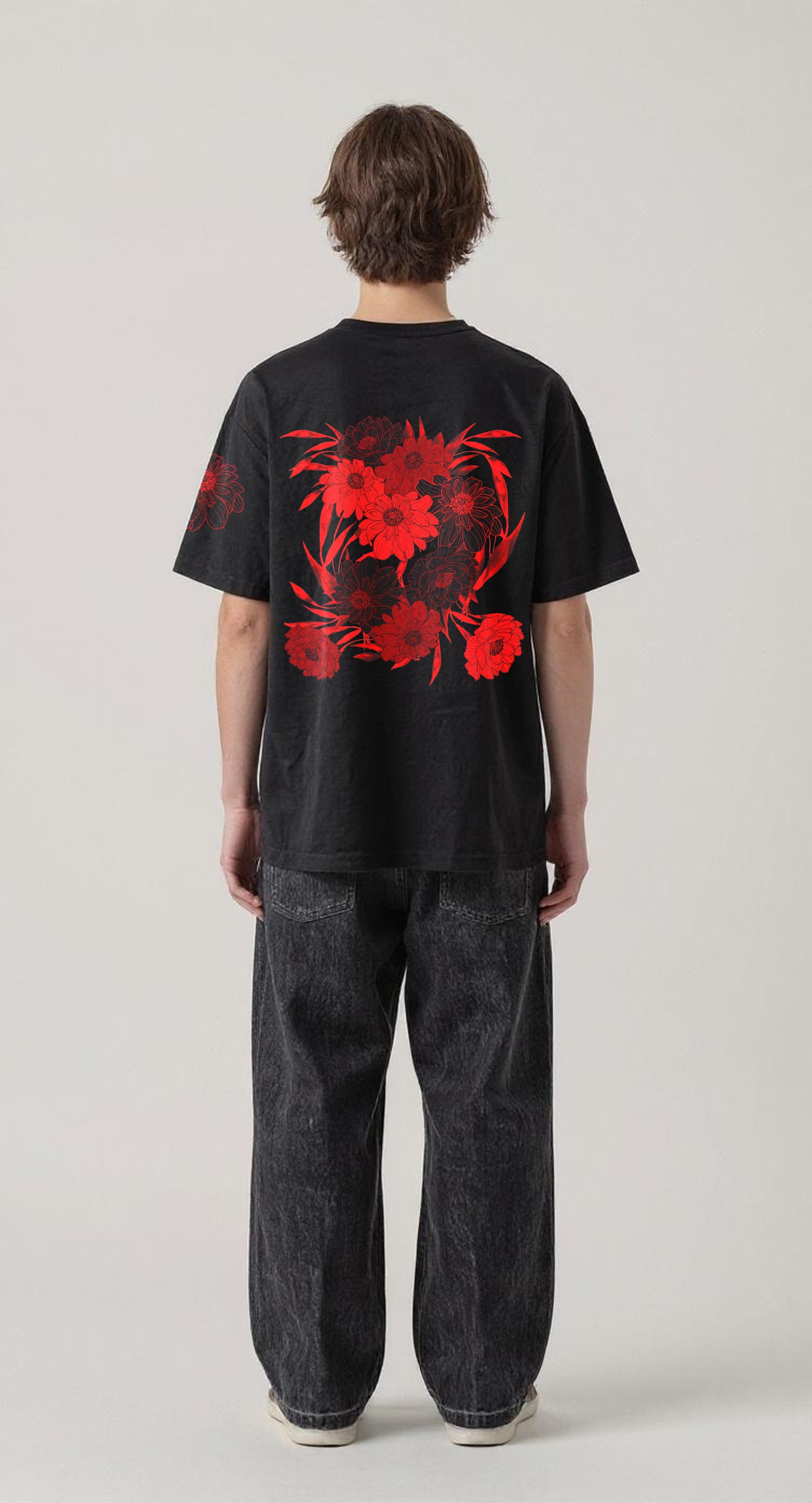 EDIT COLLECTION - Red Flower Black Tee
