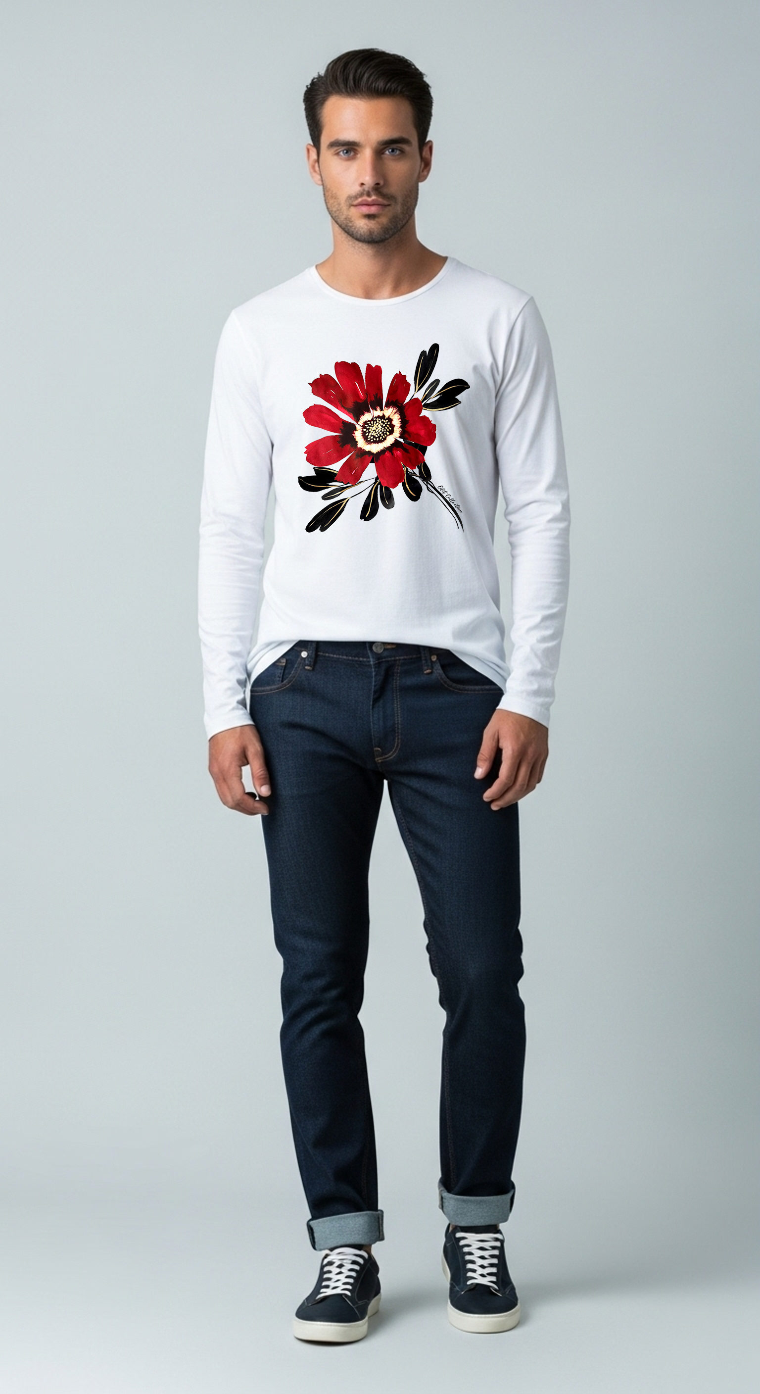 EDIT COLLECTION - Large Placement Floral Long Sleeve T-Shirt