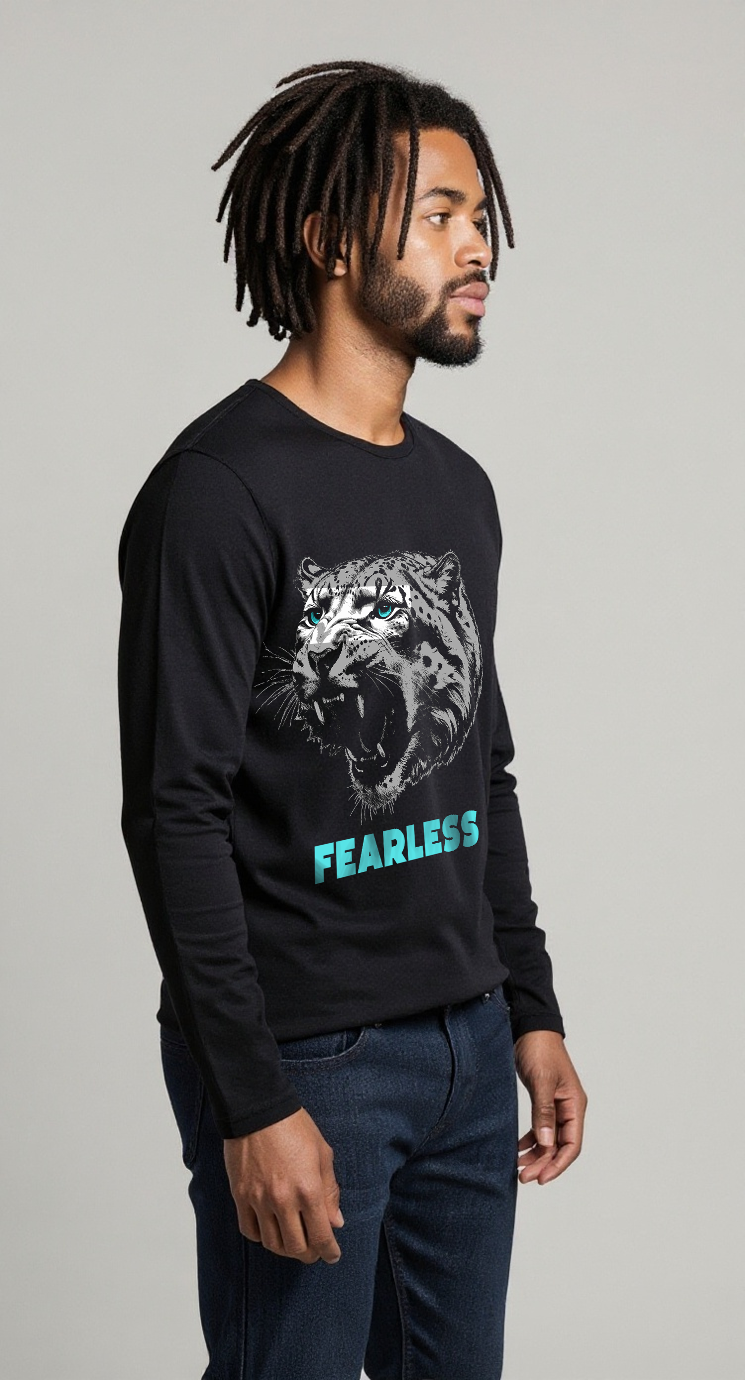 Fearless Snow Leopard Long Sleeve T-Shirt