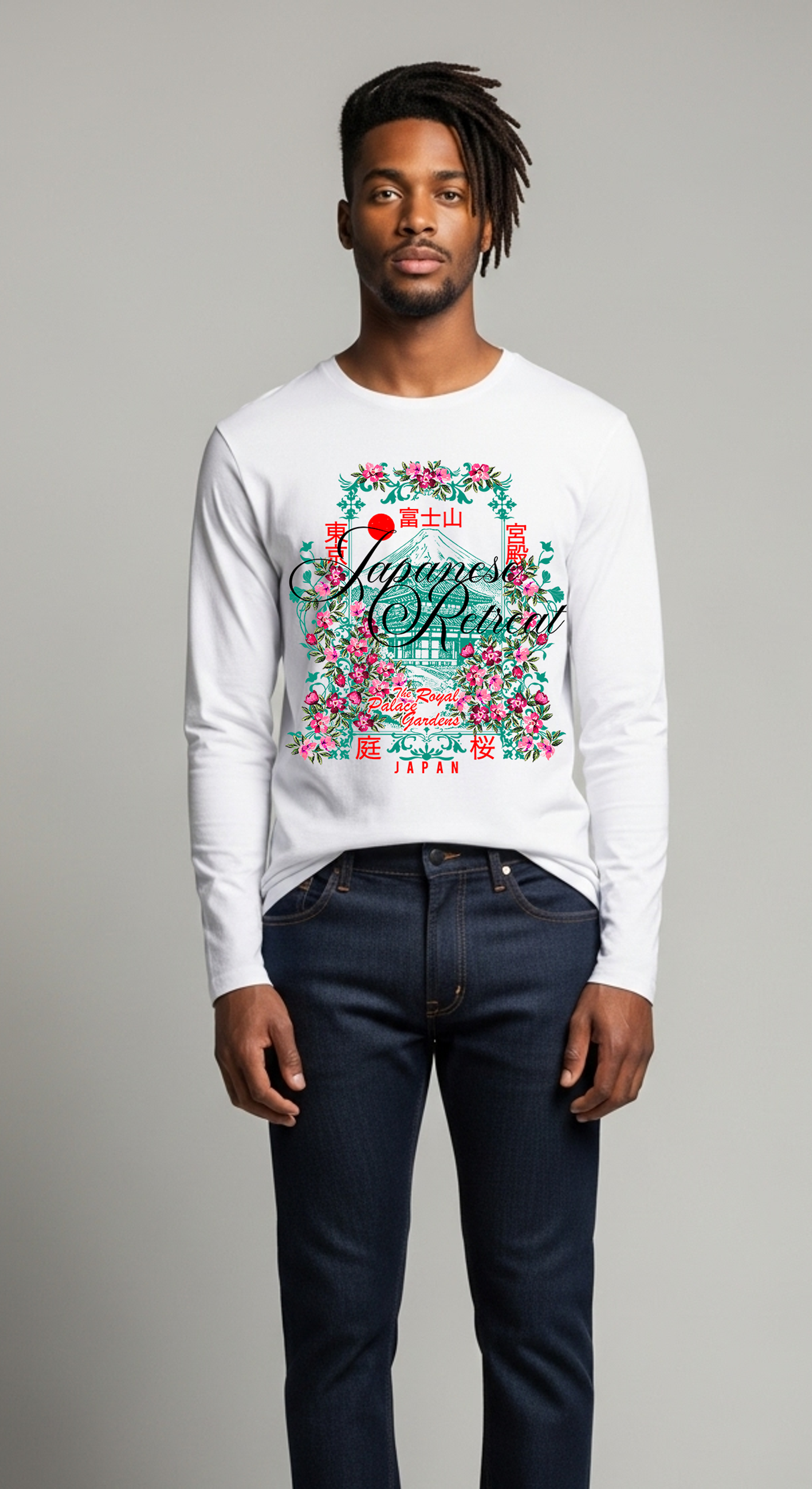 Japanese Retreat Cherry Blossom Long Sleeve T-Shirt