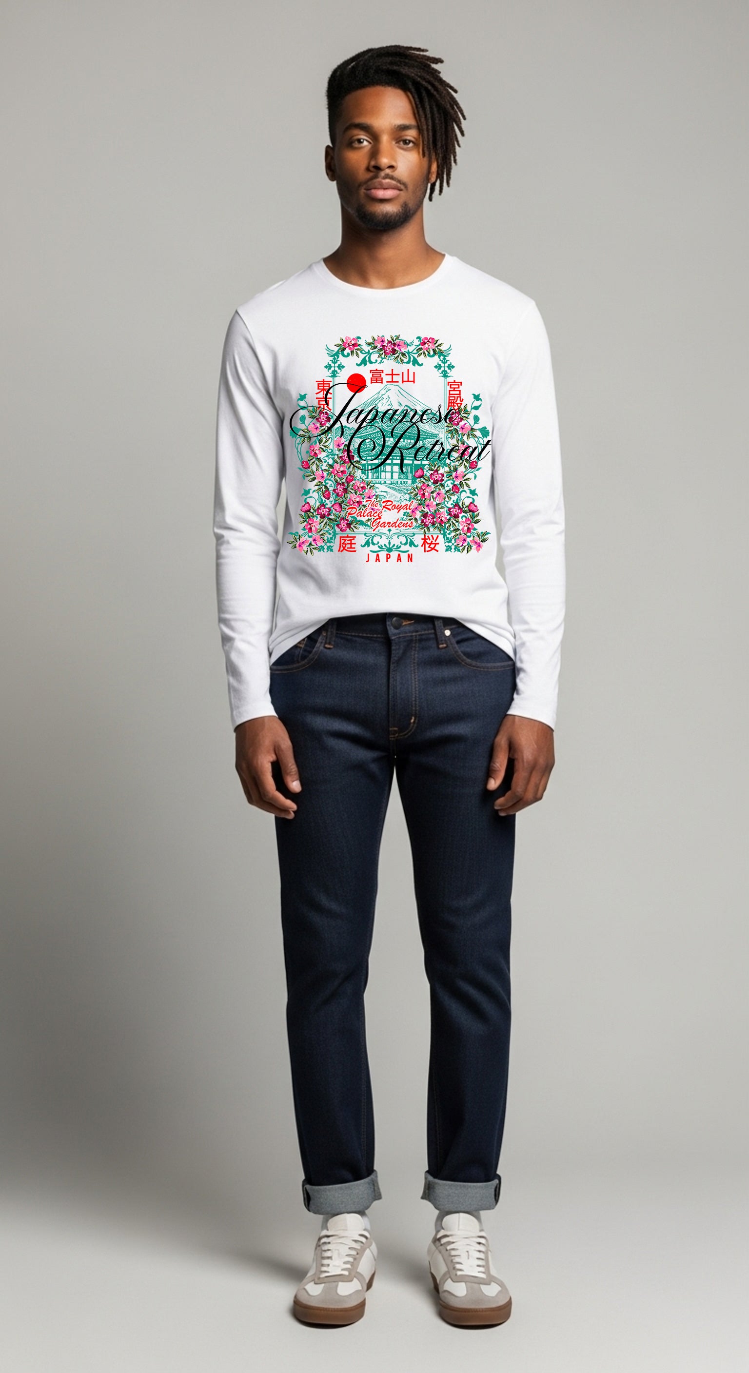 Japanese Retreat Cherry Blossom Long Sleeve T-Shirt