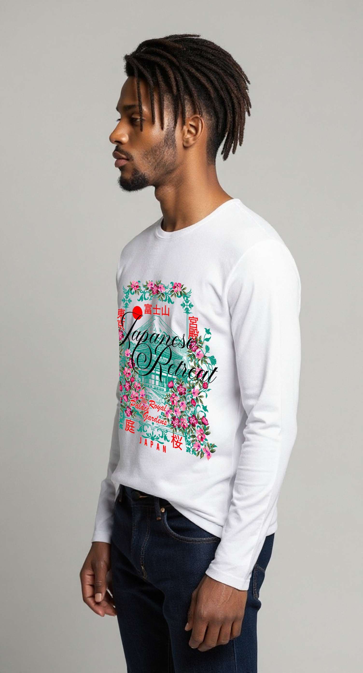 Japanese Retreat Cherry Blossom Long Sleeve T-Shirt