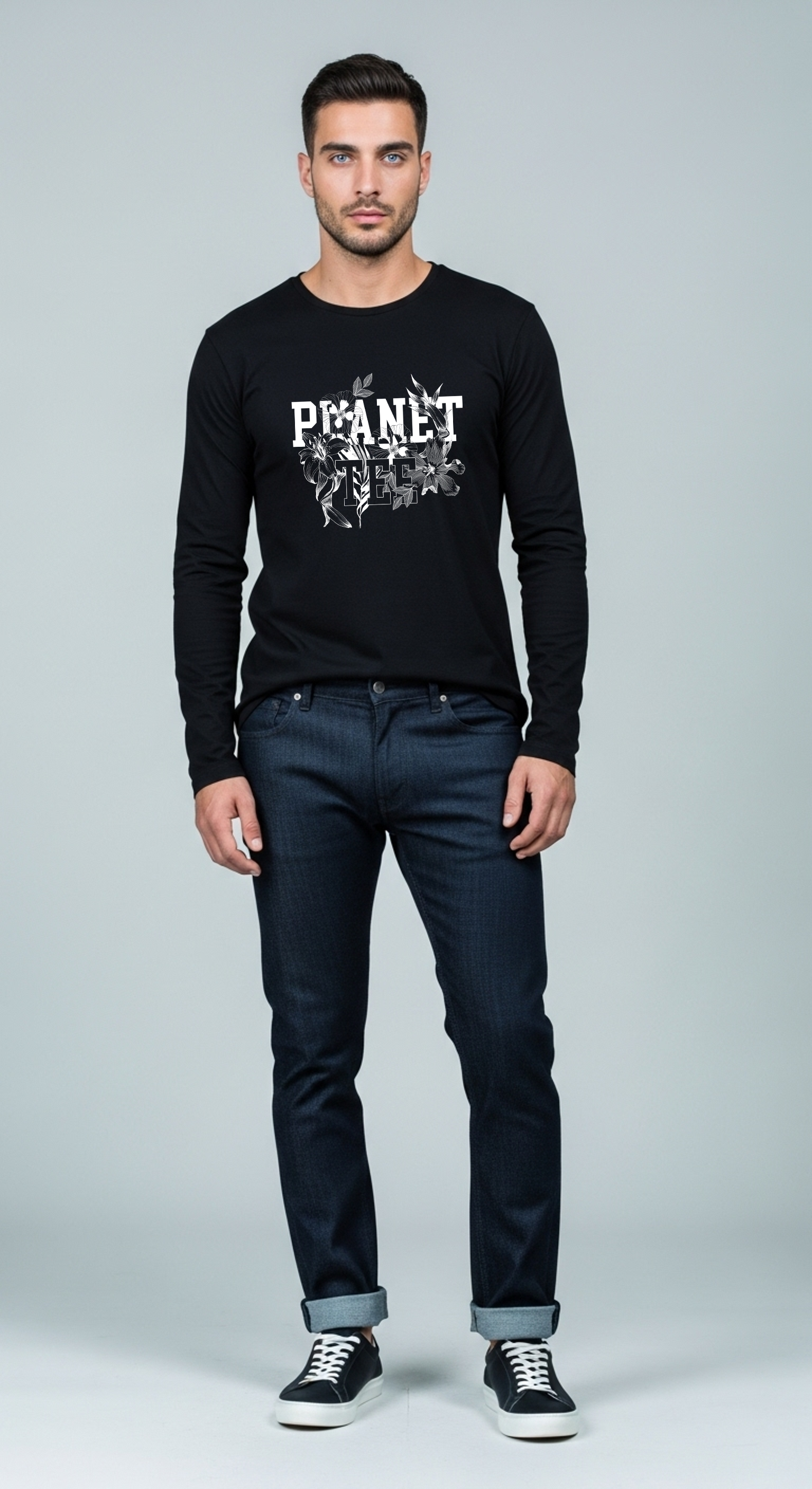 Edit II - Planet-Tee Logo Graphic Long Sleeve T-Shirt
