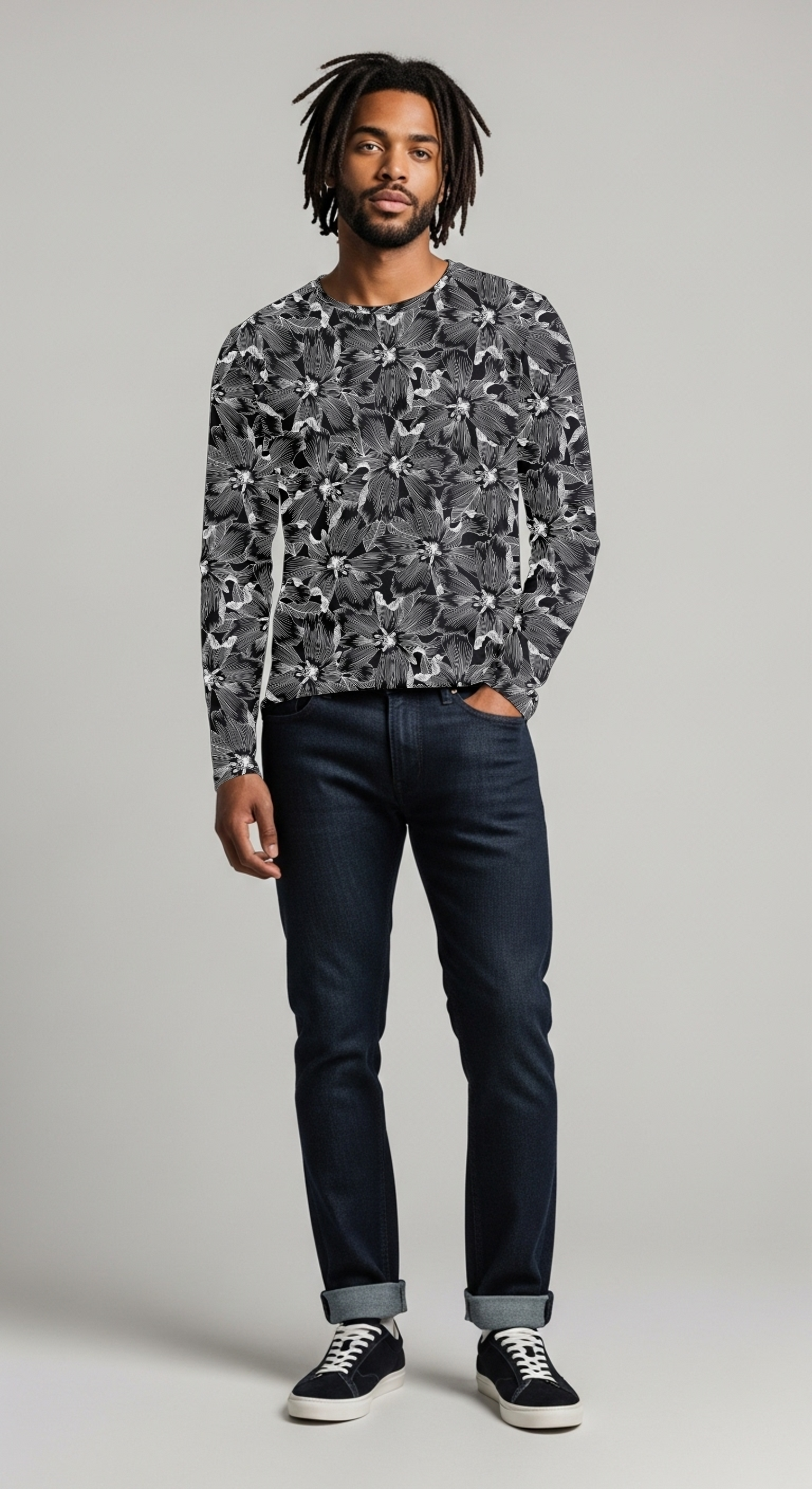 Edit II - Men's Black Floral Sports Jersey