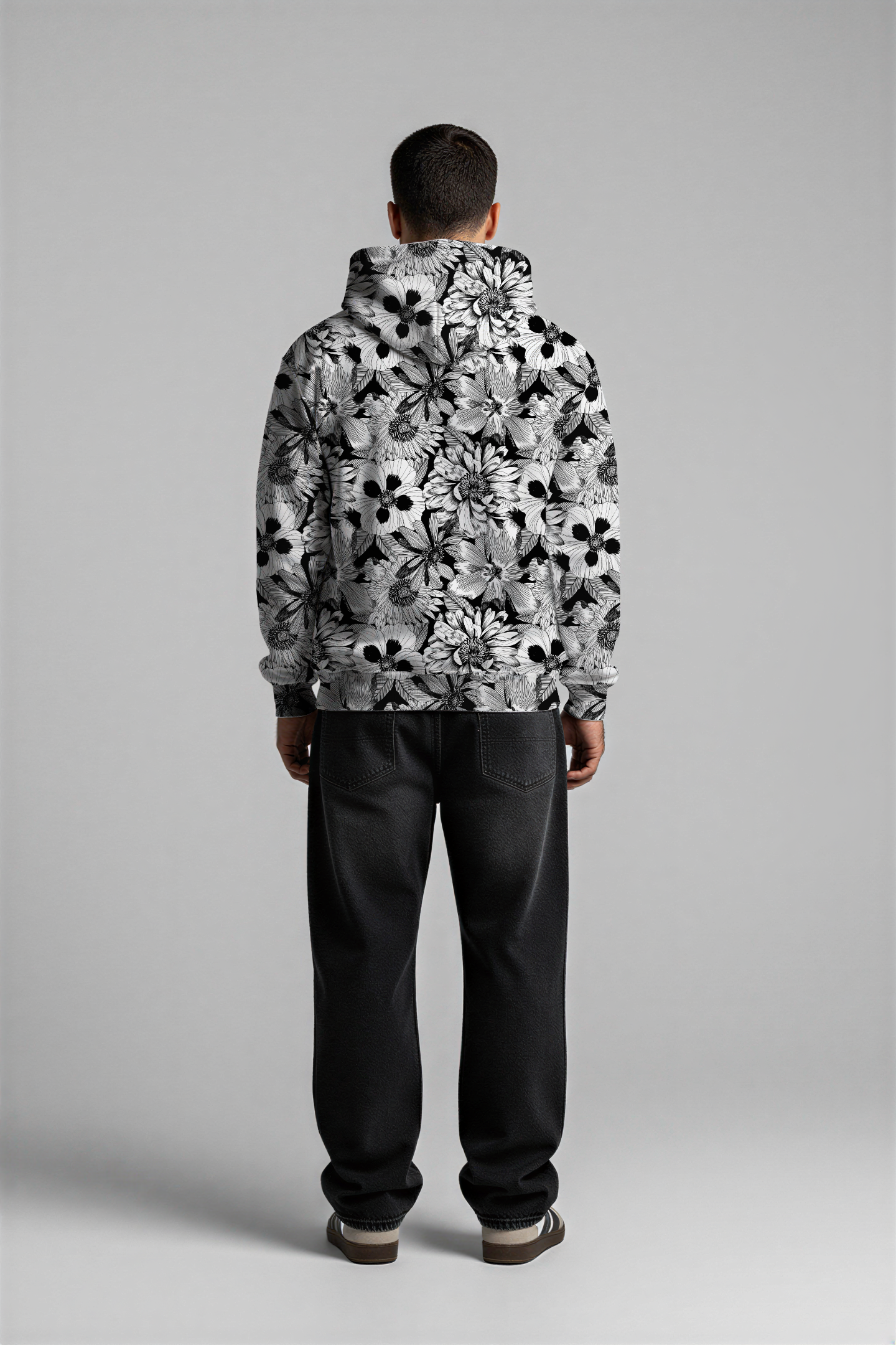 EDIT II - Linear Floral All Over Print Hoodie