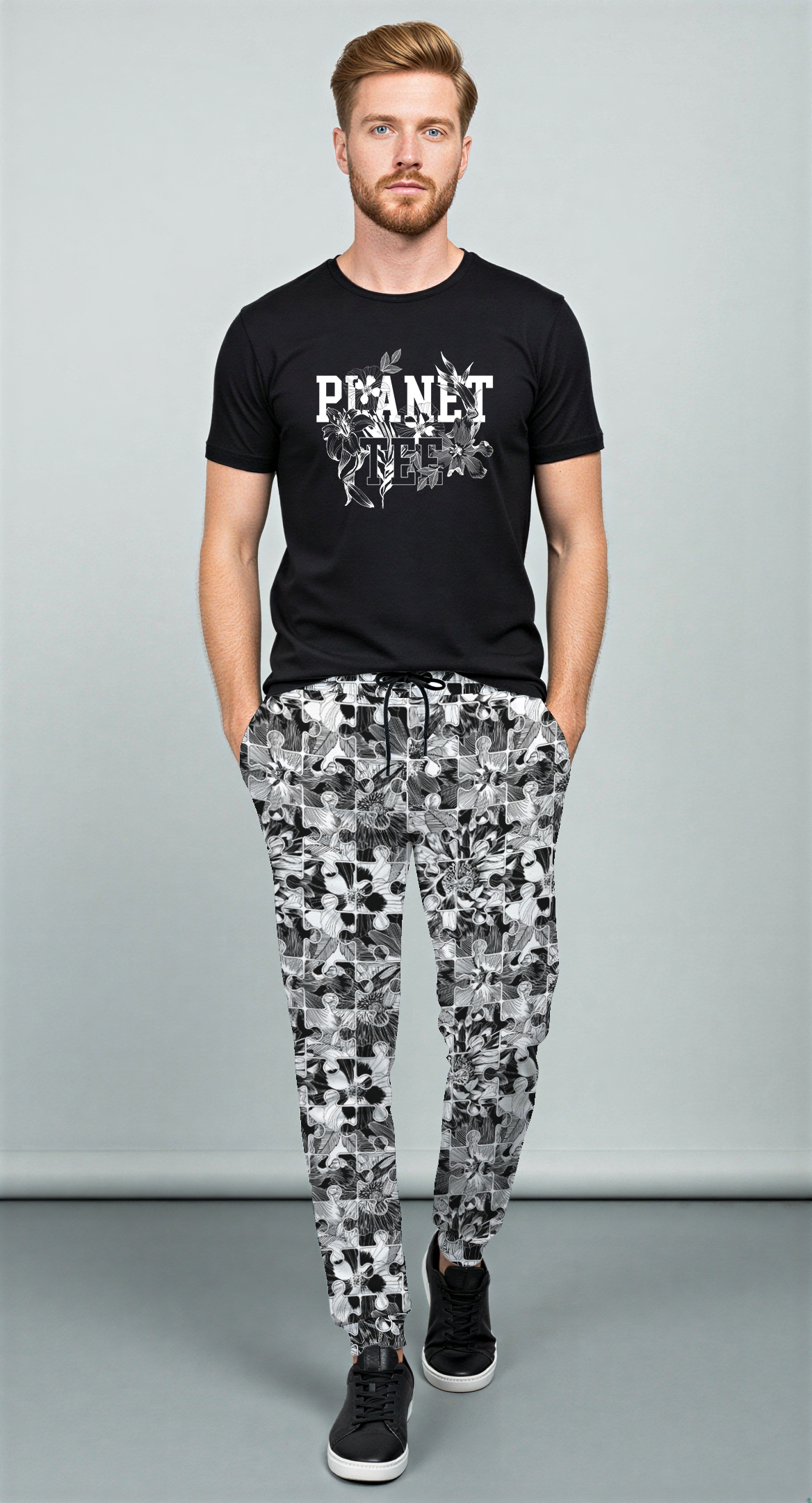 Edit II - Jigsaw Floral Print Athletic Joggers