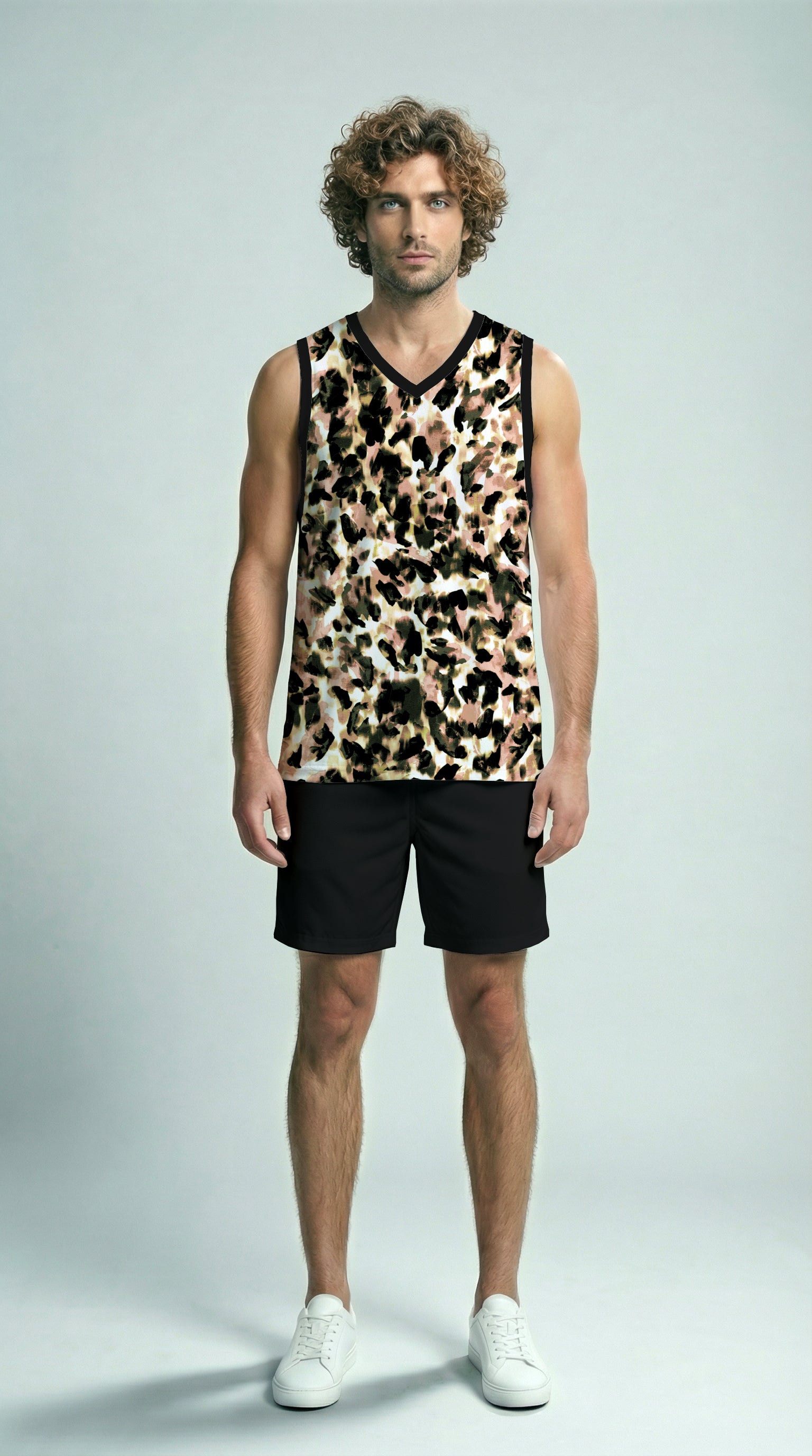 Abstract Leopard Print Basketball Jersey