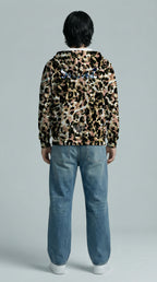 Abstract Leopard Print Zip Hoodie