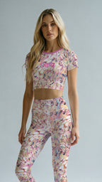 Feather Print Crop Tee