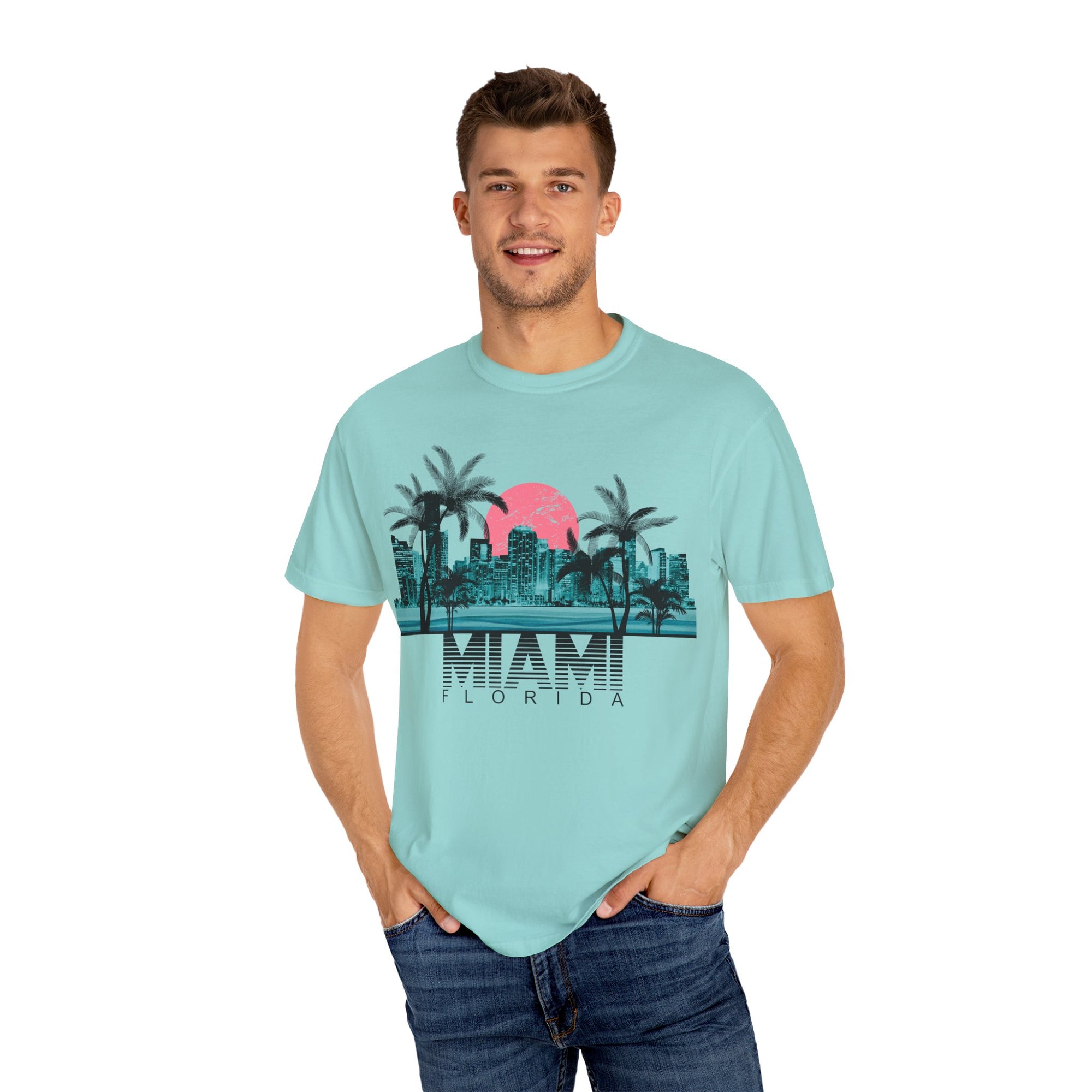 Miami Beach Graphic Tee - Souvenir Travel Shirt for Summer Vibes