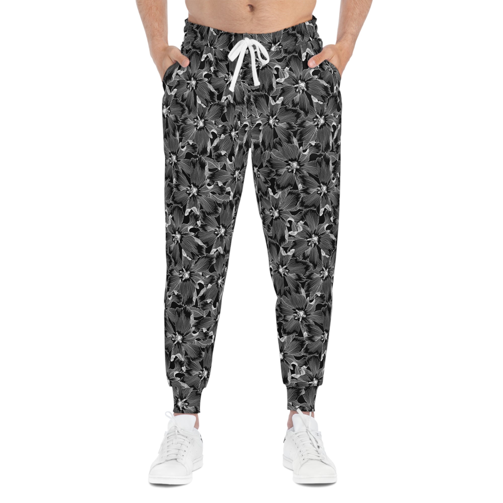 Edit II - Black Linear Floral Athletic Joggers
