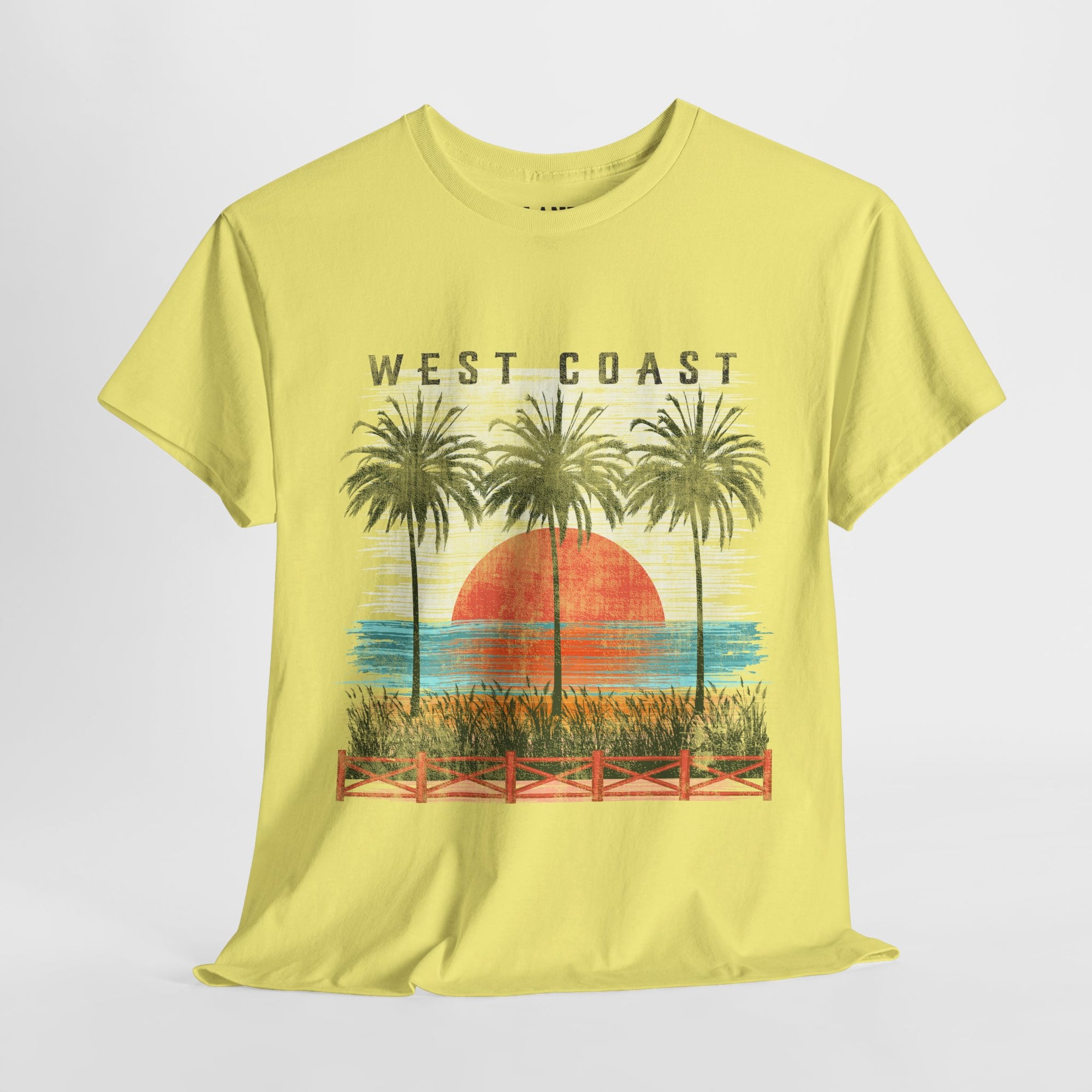 West Coast Holiday Tee with sunset and Palm trees