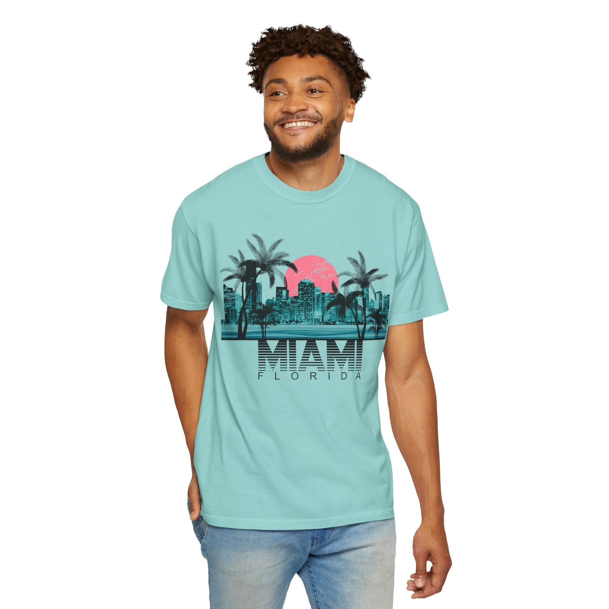 Miami Beach Graphic Tee - Souvenir Travel Shirt for Summer Vibes