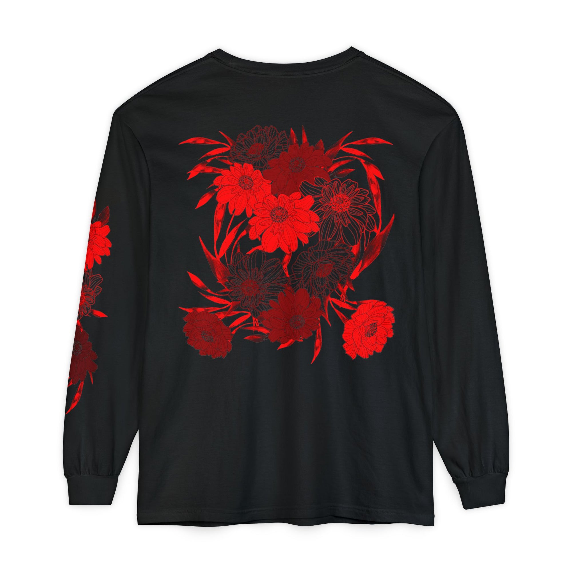 EDIT COLLECTION - Painted Red Floral Long Sleeve T-shirt