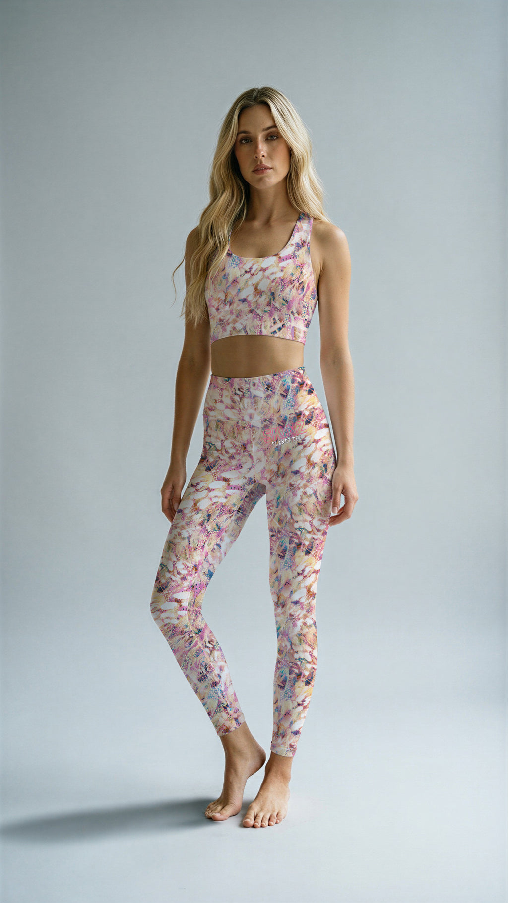 Abstract Feather Longline Sports Bra