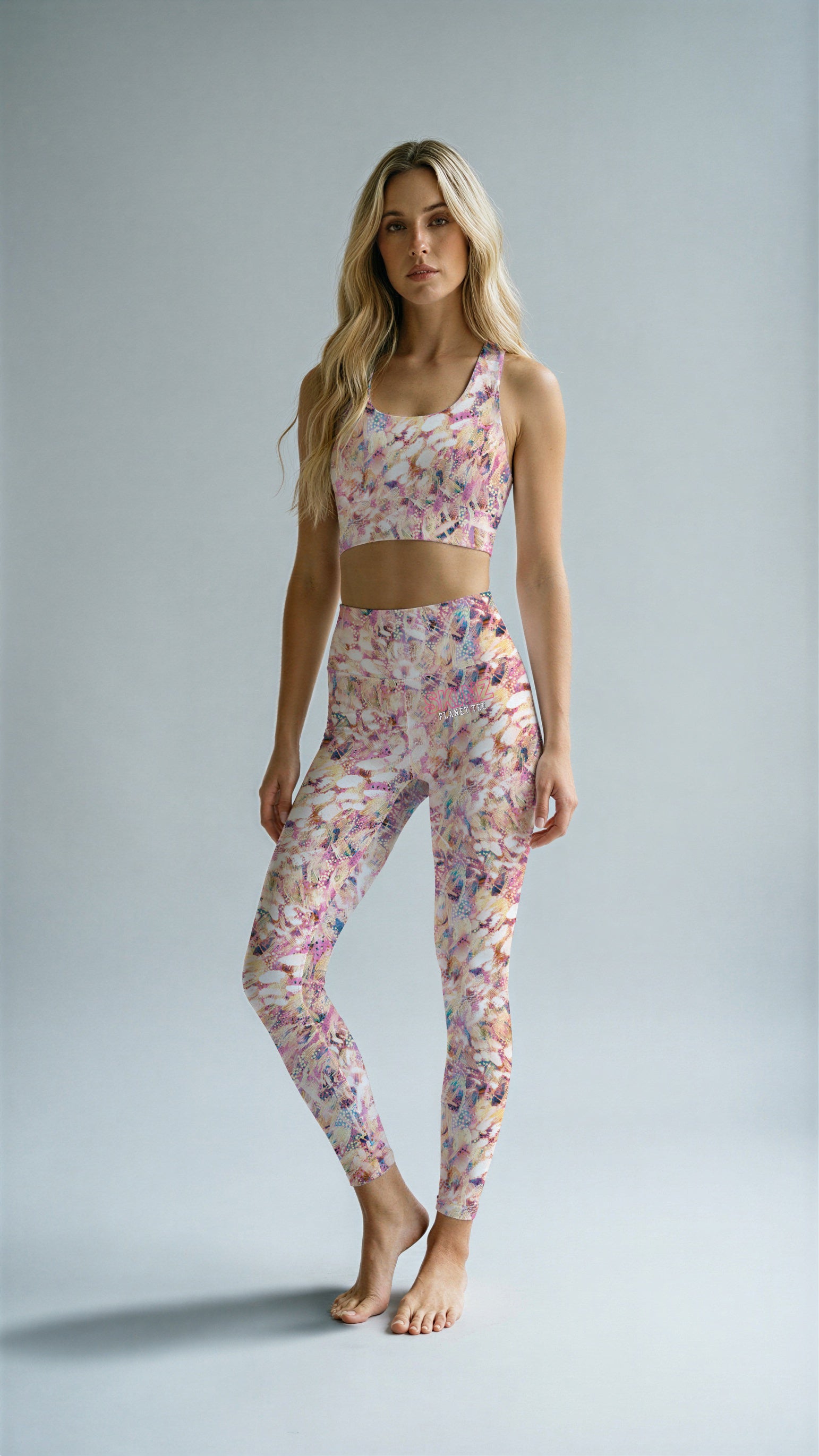 Abstract Feather Print Yoga Leggings