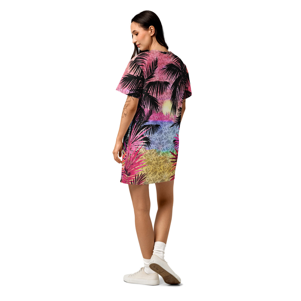 Palm Tree Island T-shirt Dress