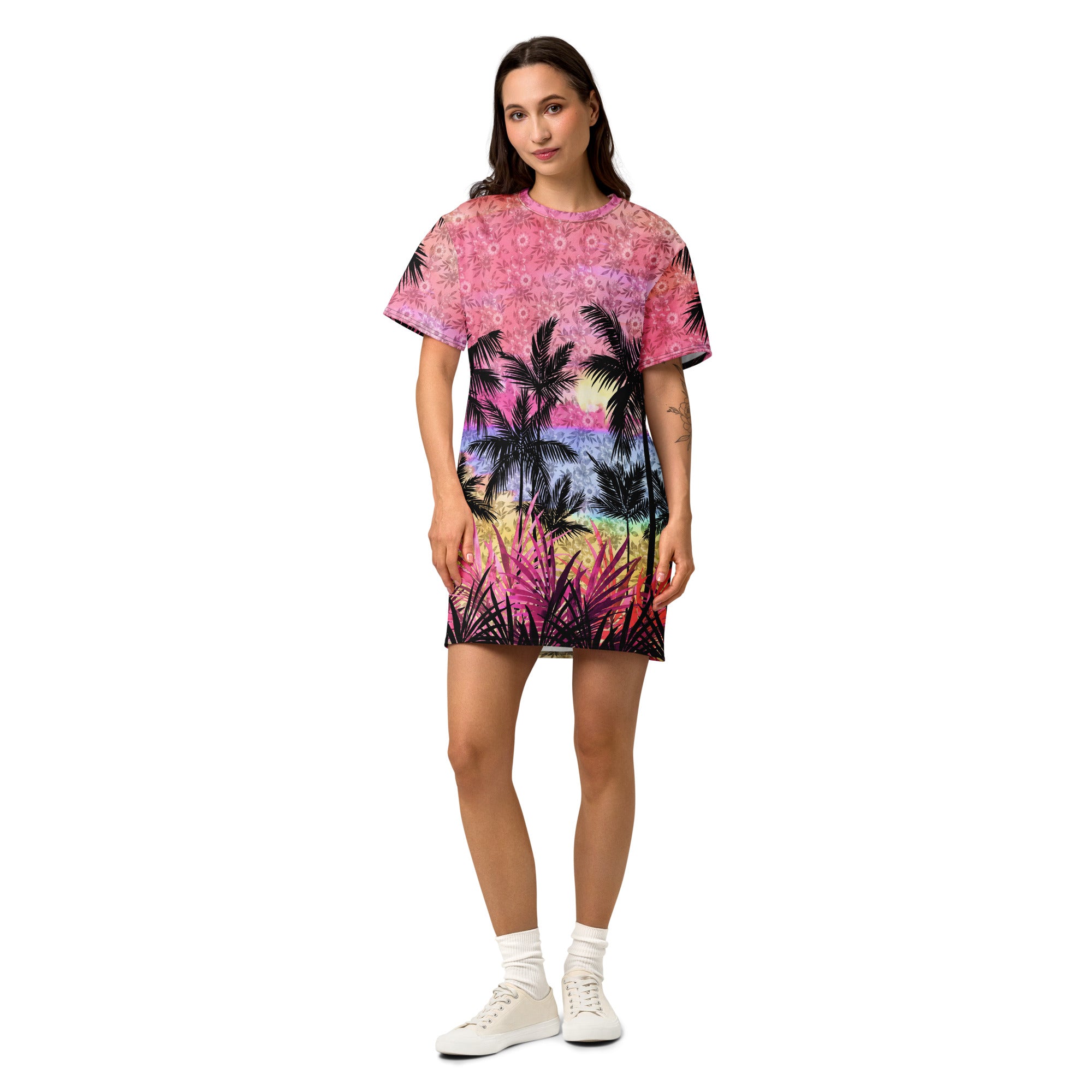 Palm Tree Island T-shirt Dress