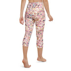 Abstract Feather Print Yoga Capri Leggings