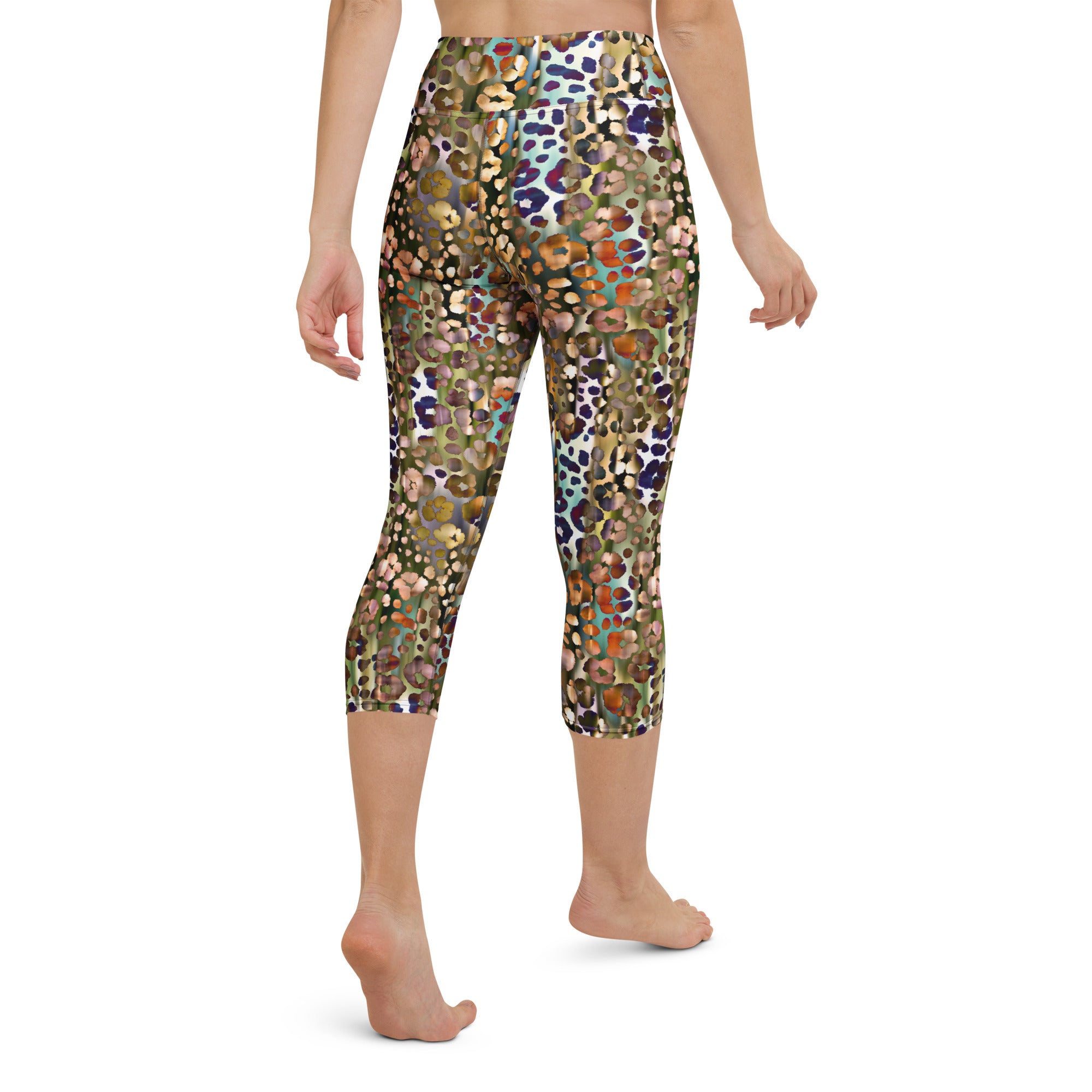 Multi Layered Leopard Yoga Capri Leggings