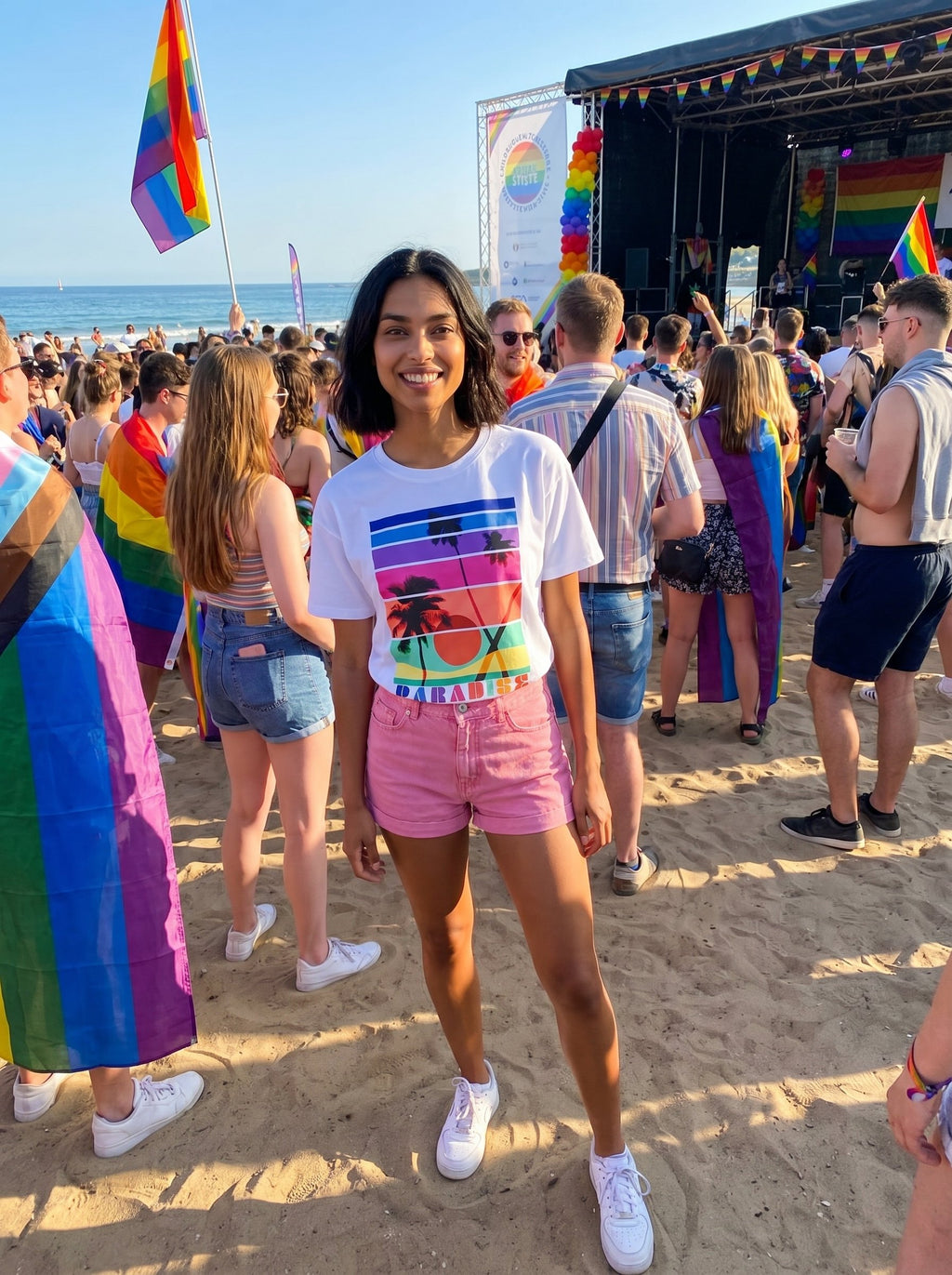 Rainbow Paradise Palm Tee